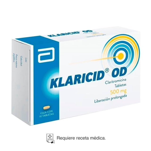 Klaricid OD Claritromicina 500 mg 10 tabletas