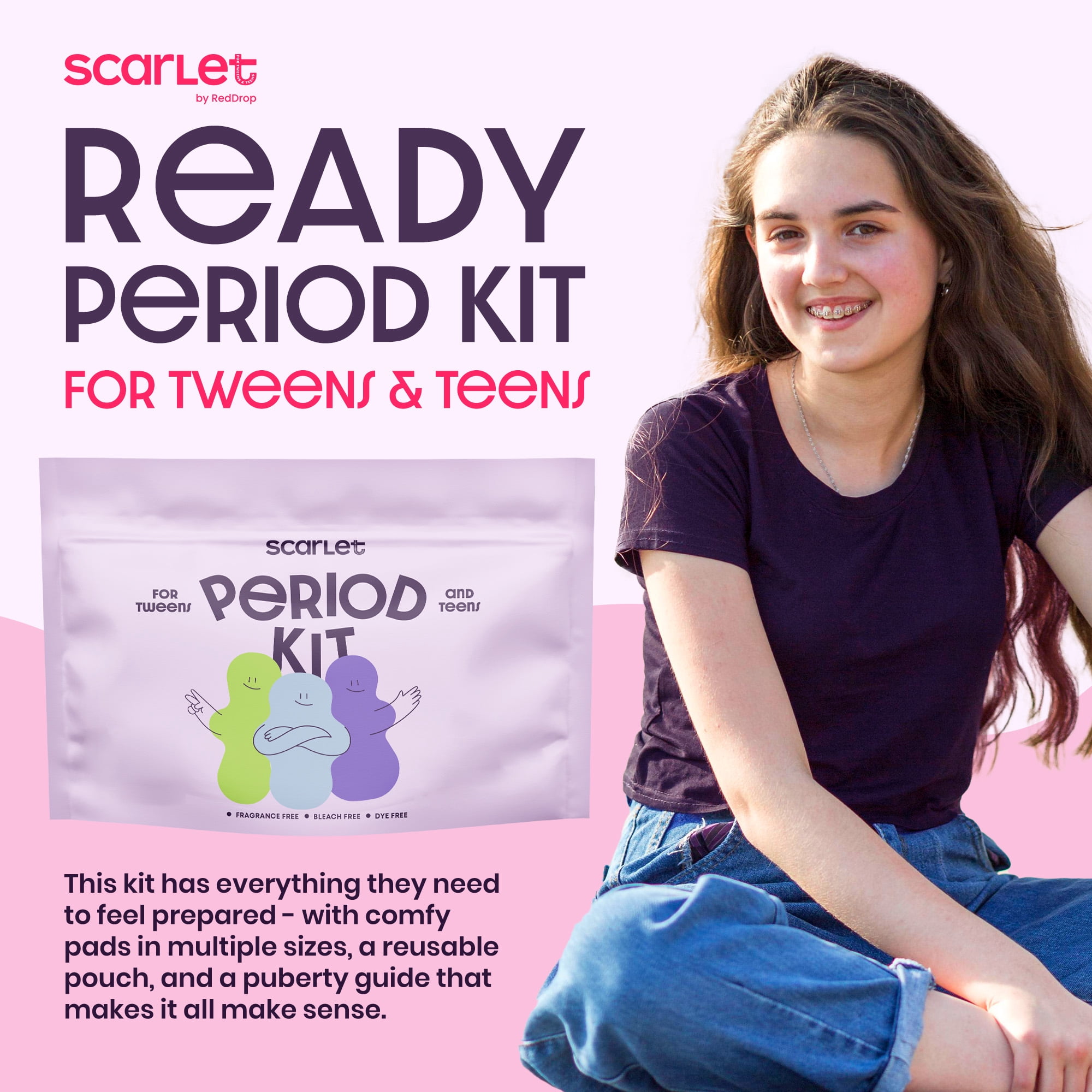 Scarlet by RedDrop First Period Kit for Tweens & Teens