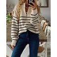 thumbnail image 3 of Sweaters for Women Zipper Neck Womens Pullover Knitted Sweaters Stripe Print Winter Sweaters Tops Alsol Lamesa, 3 of 6