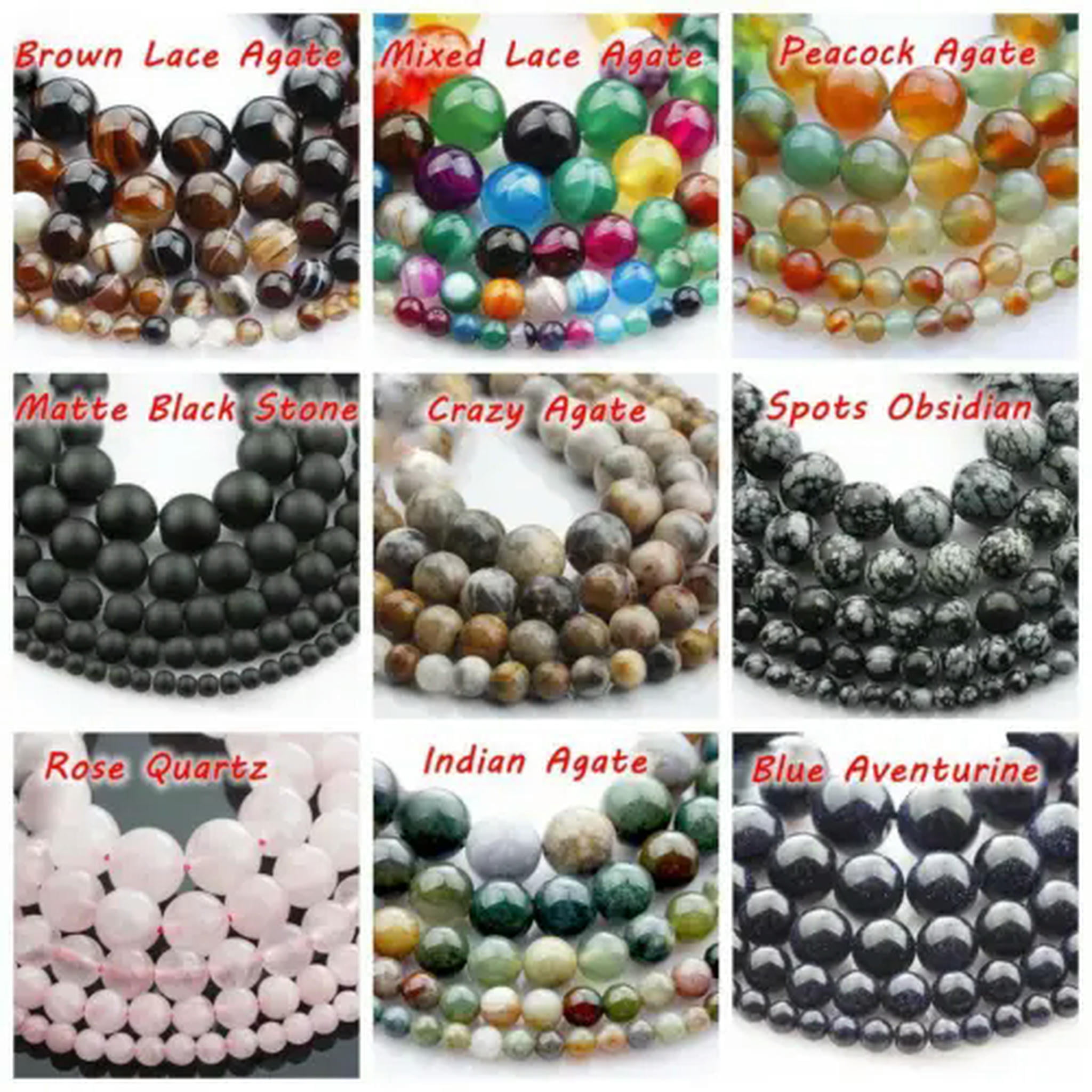 U8MO 15" Strand Natural Stone Rock Gemstone Round Beads 4mm 6mm 8mm 10mm 12mm-Amethyst-12mm