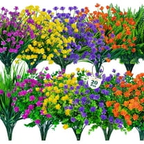 20 Bundles Artificial Flowers for Outdoor UV Resistant Fake Plants, Faux Flowers for Indoor Outside Plastic Greenery Shrubs for Garden Porch Window Box Home Farmhouse Décor (Mix Colors) A