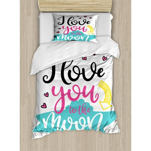 I Love You Duvet Cover Set Twin Size, I Love You to the Moon and Back
