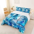 thumbnail image 3 of jejeloiu Blue Ocean Patchwork Art Full Size Comforter Sets Kids,Coastal Print Bedding Sets,Reversible,3-Piece, 3 of 8