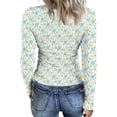 thumbnail image 4 of JGNGSHN Long Sleeve Undershirt for Women Stretchy Fitted Crew Neck Ribbed Tunic Tops Printed Basic Tee Going Out Workout Outfits, 4 of 5
