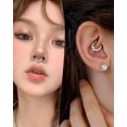 thumbnail image 2 of shiyou-Septum Rings, 16G Silver Septum Jewelry, Clear CZ Helix Daith Jewelry, Stainless Steel Rook Daith Piercing Jewelry, 2 of 4