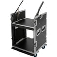 thumbnail image 3 of 2 Tiers 10U PA DJ Rack with Wheels, Portable for Studios, Home Theatres, KTVs, Support to 661.39lbs, 25.3 * 21.5 * 23.9in, Black, 3 of 8