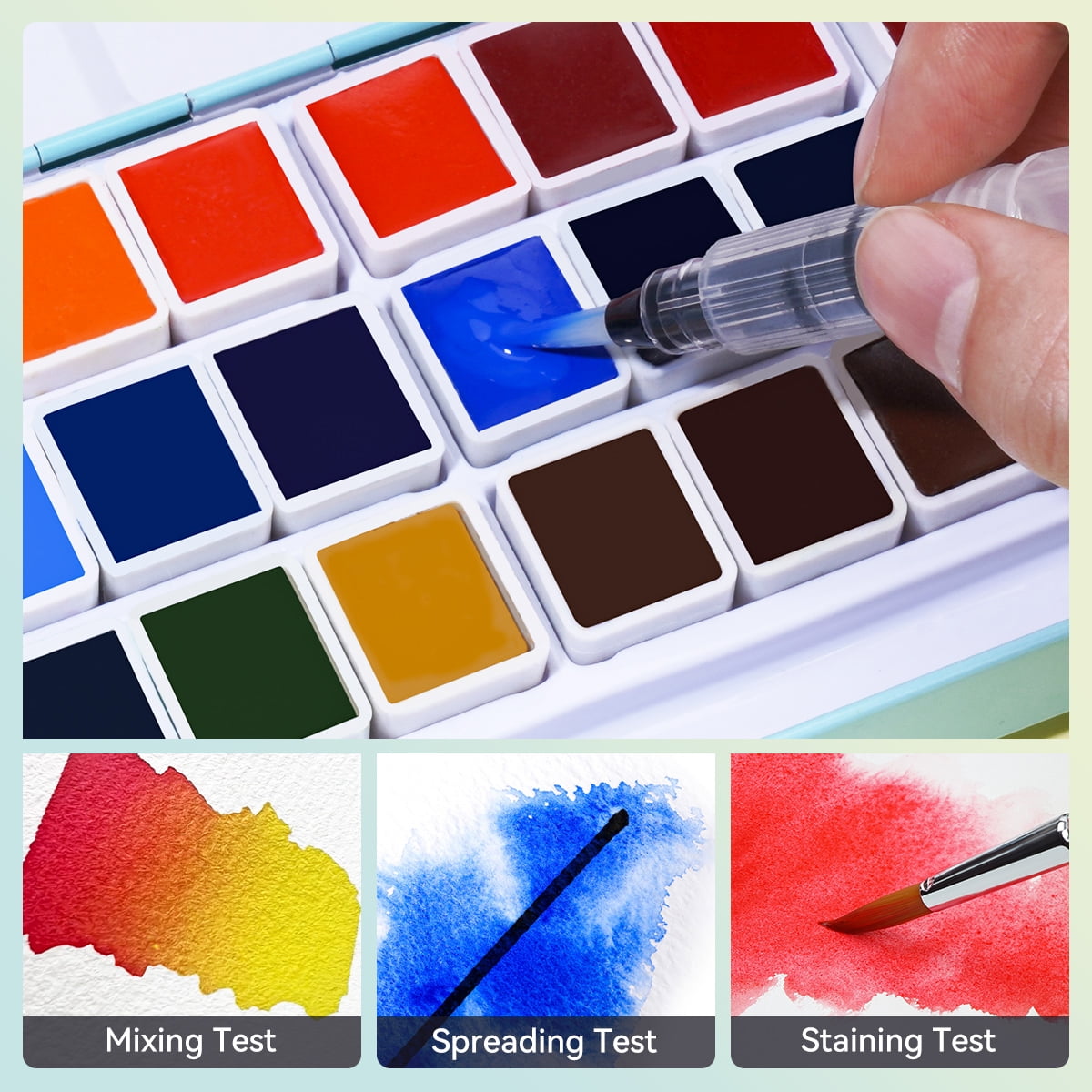 Meiliang Watercolor Paint Set, 36 Vivid Colors in Pocket Box with Metal Ring and Watercolor Brush, Perfect for Students, Adults, Beginners, Art Paints