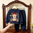 thumbnail image 2 of Enjoytime Christmas Girls Outfits Print Long Sleeve Crewneck Sweatshirt with Pants 2 Piece Set Cute Holiday Kids Toddler Clothes, 2 of 7