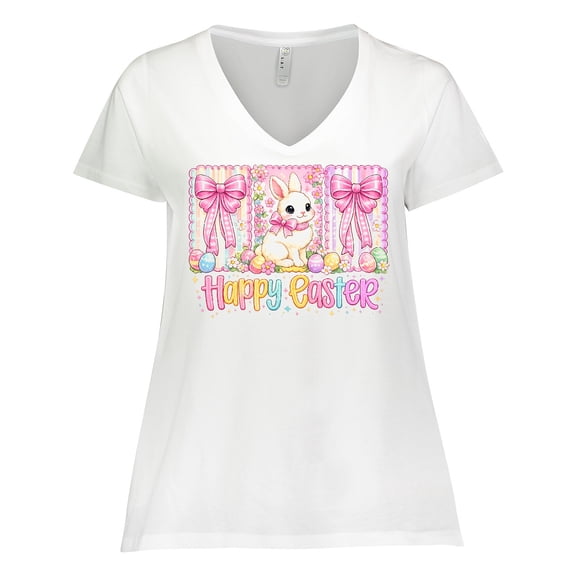 Inktastic Happy Easter Bunny Women's Plus Size V-Neck T-Shirt