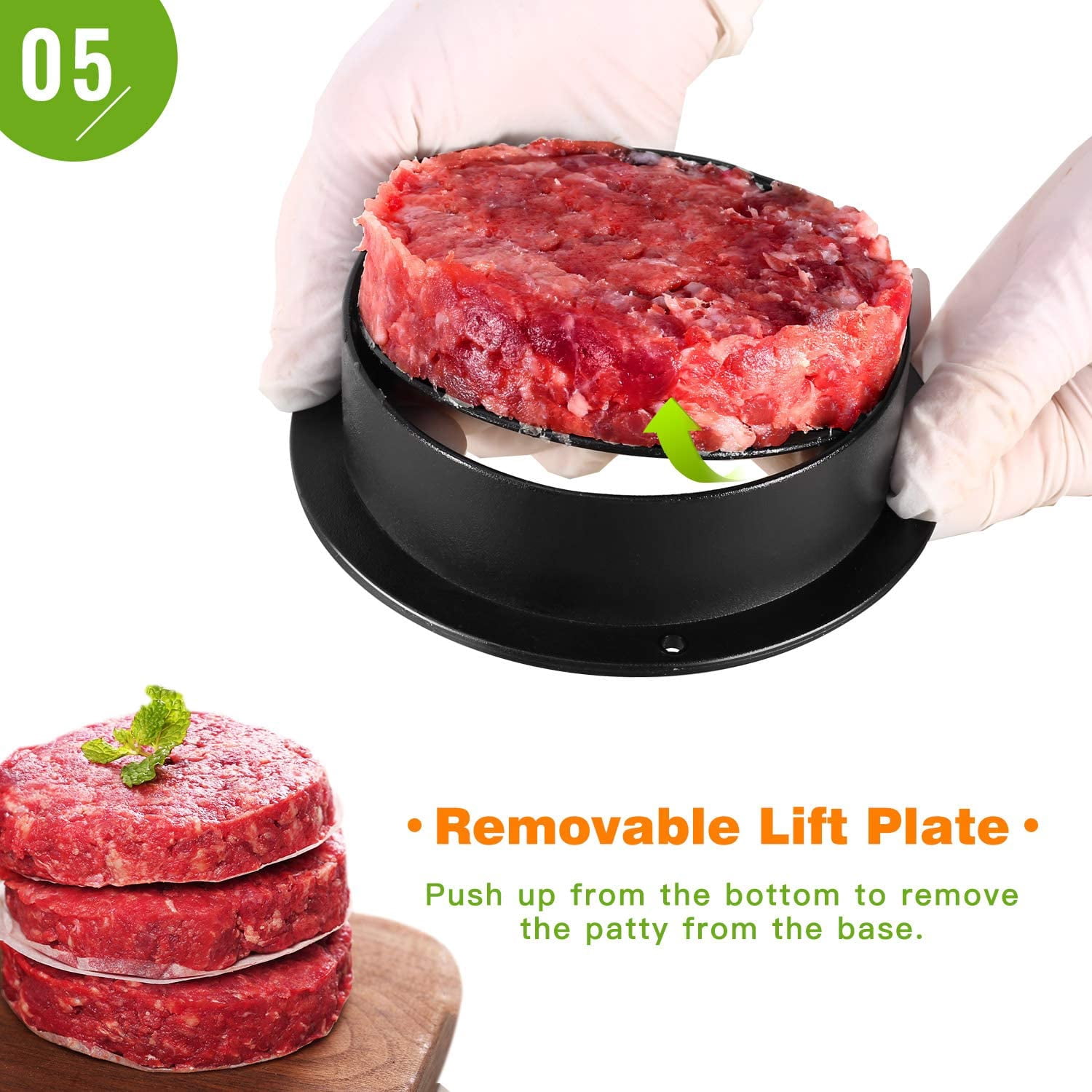 Presse à Hamburger 3 En 1 GPYG - Antiadhésive, Plastique Sans BPA - Pour Steaks Farcis, Mini Burgers, Barbecue