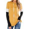 thumbnail image 1 of Women Color Block Long Sleeve Drawstring Hooded Sweatshirt Top, 1 of 6