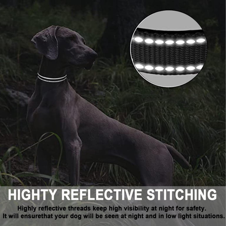 Camkey Adjustable Reflective Dog Collar, Small-Medium, Black photo 3