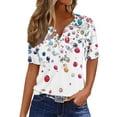 thumbnail image 2 of Women's Casual Gradient V-Neck Short-Sleeve Blouse Lightweight Soft Fabric Spring Summer Top Daily Wear Party Work Imitation Rack Comfortable Fashionable Hand Wash Cold Water, 2 of 5