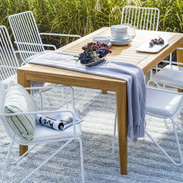 Modrn Industrial Teak Patio Dining Table Walmart Com Walmart Com
