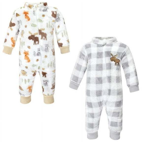 Hudson Baby Unisex Baby Fleece Jumpsuits, Coveralls, and Playsuits, Woodland, 0-3 Months