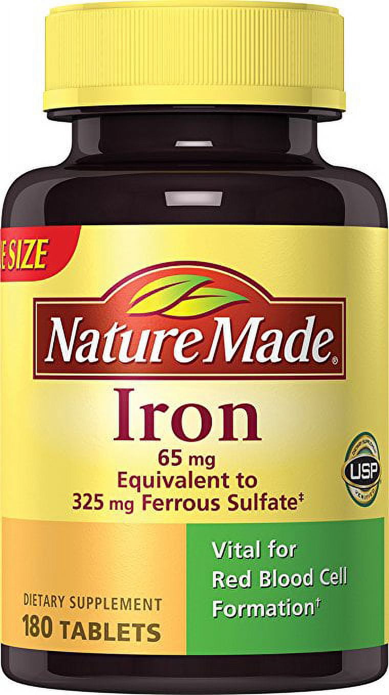 Nature Made Iron Tablets, 65 mg, 180 Ct (Pack of 2)