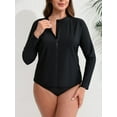 thumbnail image 4 of ANFERRY Plus Size Rash Guards for Women Long Sleeve Full Zip Swim Top Solid Sun Protection Swimsuit, 4 of 7