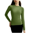 thumbnail image 2 of EchfiProm Womens Long Sleeve Tops Yoga Pullover Workout Green Sports Y2k Slim Fit Undershirts for Ladies Plain, 2 of 4