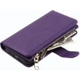 thumbnail image 4 of Wallet Case Compatible with iPhone 12 Pro Max Case,[9 Card Slots] [Wrist Strap] [Stand Feature] Zipper Cash Pocket Magnetic Leather Cover Shockproof Case for iPhone 12 Pro Max,6.7 inch Purple, 4 of 14