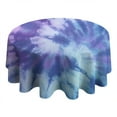 thumbnail image 4 of Purple Blue Tie Dye Pattern Round Tablecloth 60"x60",Wrinkle Wipeable Table Cloth for Kitchen Dining Room Picnic Patio Party, 4 of 6