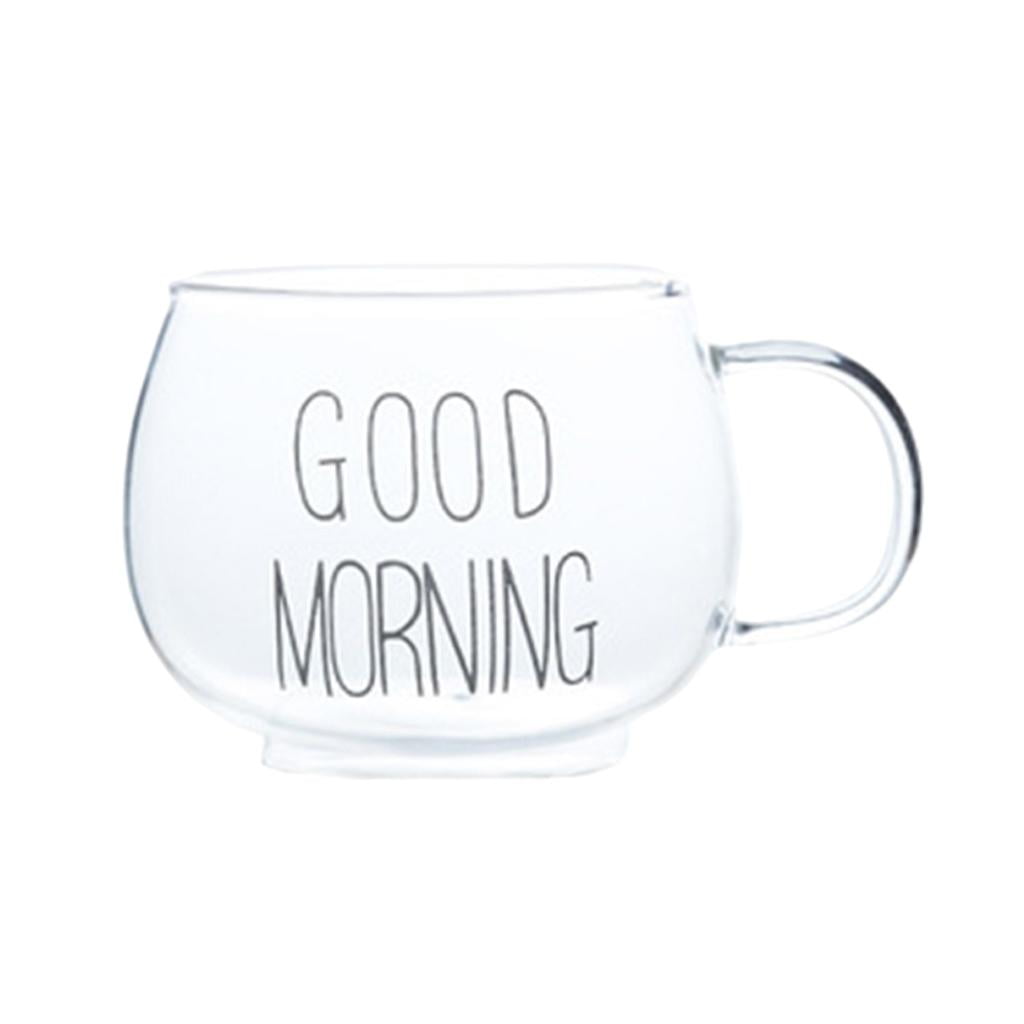 Premium Large Glass Coffee Mugs, Heatproof, Clear Drinking Cup with