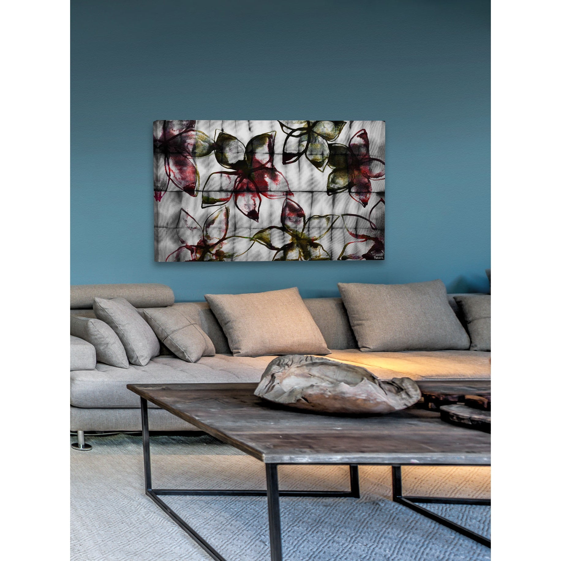 Parvez Michel Inc Parvez Taj - Floral Outlines Painting Print on Canvas - Multi-color
