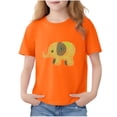 thumbnail image 2 of Avrnliq Girls Orange 100% Cotton Kids T-Shirt Abstract Elephant Line Art Fade-Resistant Crew Neck Short Sleeve Casual Tee (2-13Y),Size 7-8 T, 2 of 6