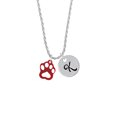 thumbnail image 2 of Delight Jewelry Acrylic Small Paw Maroon Silvertone Script Initial Disc - K - Charm Necklace, 20"+3", 2 of 4
