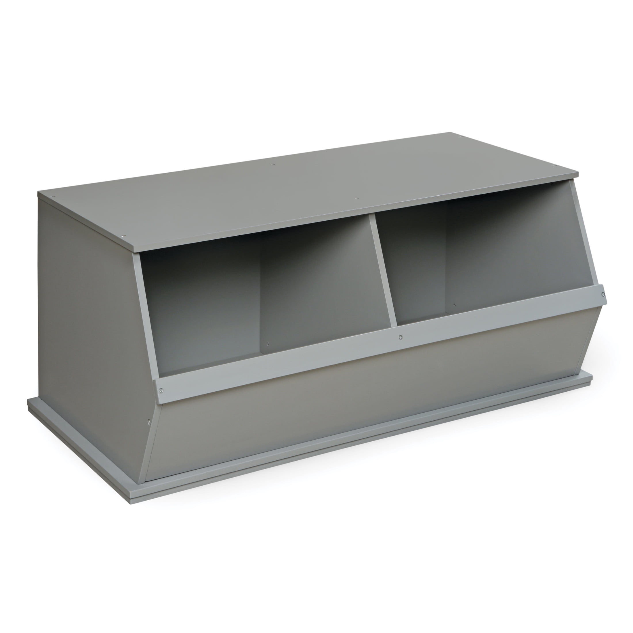 Badger Basket Children's 2-Bin Stackable Wooden Storage Cubby 5.3 Cu ft. – Gray