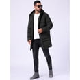 thumbnail image 2 of DARING DIVA Men's Mid-Length Outerwear Zipper Quilted Hooded Padded Coat L Black, 2 of 7
