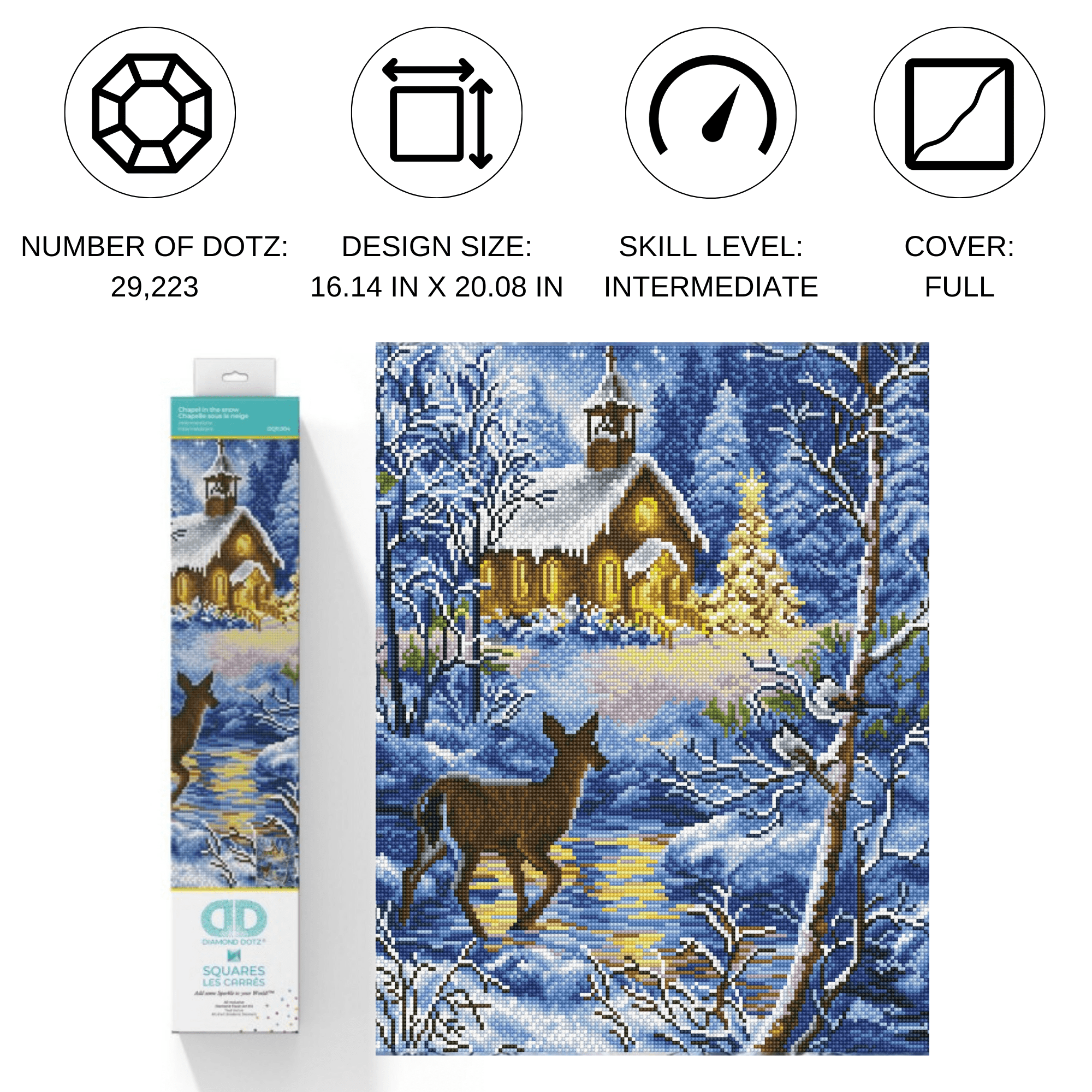 Diamond Dotz Chapel in the snow Diamond Painting Kits for Adults - Diamond Art Kits a Relaxing Creative Craft Kit with Dotz Gems 16.1x20.1