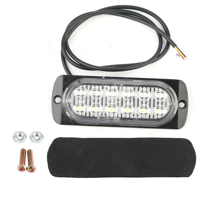 12-24V Truck Car 12 LED Flash Strobe Emergency Warning Light Flashing Lights White/Red