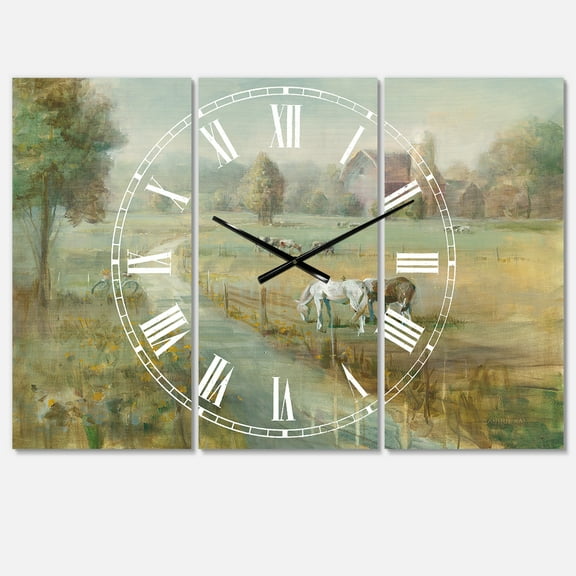 Designart 'Tranquil Country Field' Farmhouse Wall Clock