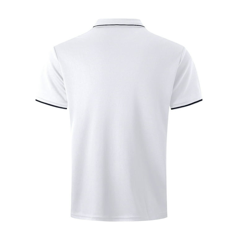 Men's White Polo Shirts Summer Short Sleeve Work Collared