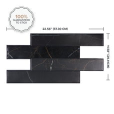 Smart Tiles Peel and Stick Backsplash, 5 Adhesive Tiles, Norway Black, 22.56"x11.57"