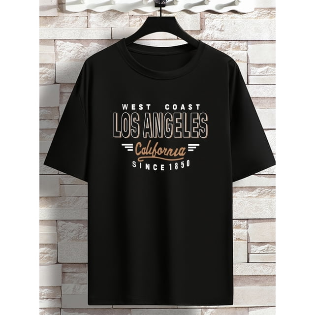 Men's 100% Cotton Bear Graphic Print T-shirt, Short Sleeve Crew Neck Tee, Men's Clothing For Summer Outdoor