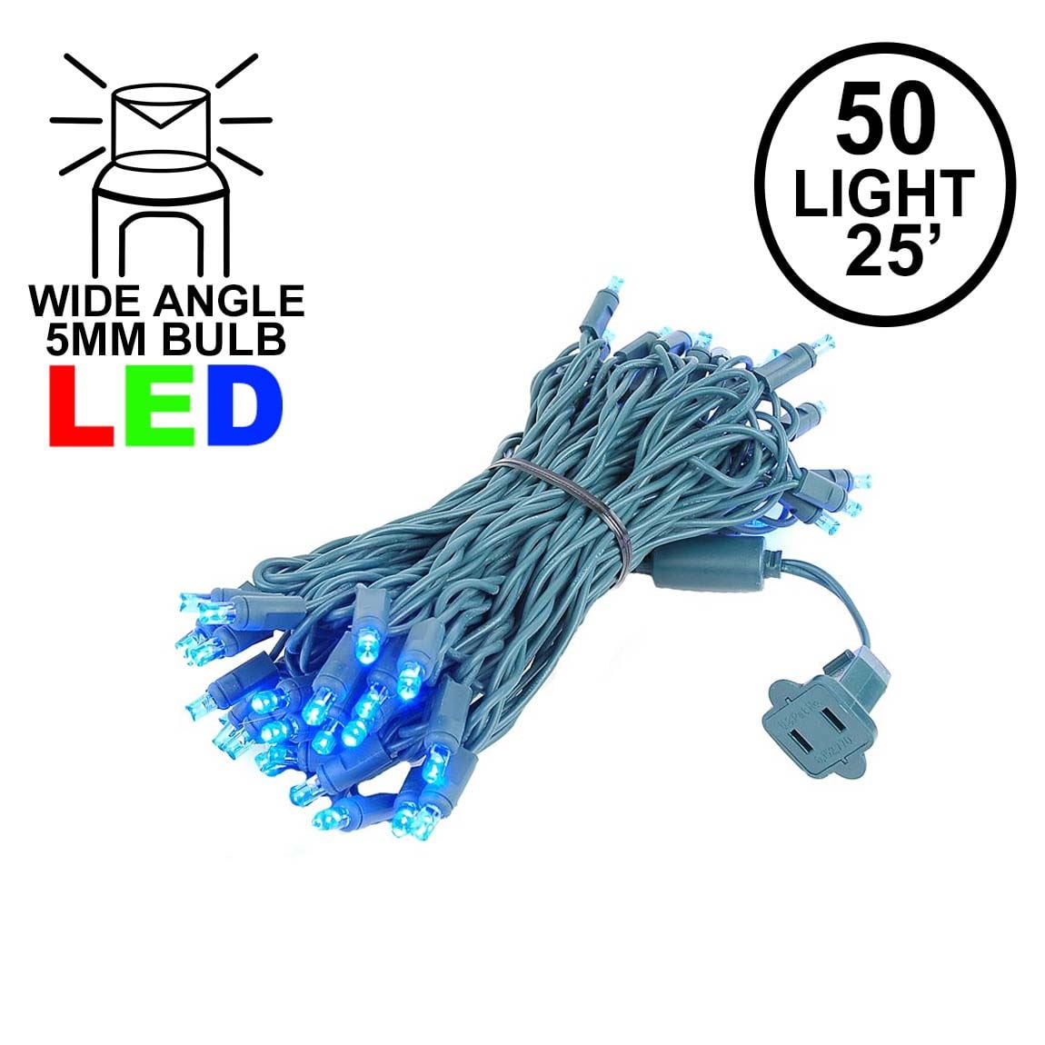 UL Listed LED Clear Green Wire Christmas String Lights Twinkle 5MM Mini 50L Sets