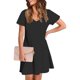 thumbnail image 4 of Vestido Corto de Verano de Moda de Color Sólido Vestido Casual de Cuello en V de Manga Corta, Desgaste Ligero de Poliéster para las Mujeres, Lavado de Manos, 4 of 7