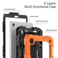 thumbnail image 6 of for Lenovo Tab M8 HD 4th Gen 2023 (TB-300XU TB-300FU) 8 inch Heavy Duty Shockproof Protective Rugged Case with Screen Protector Stand and Hand Strap Shoulder Strap,Black + Orange, 6 of 8