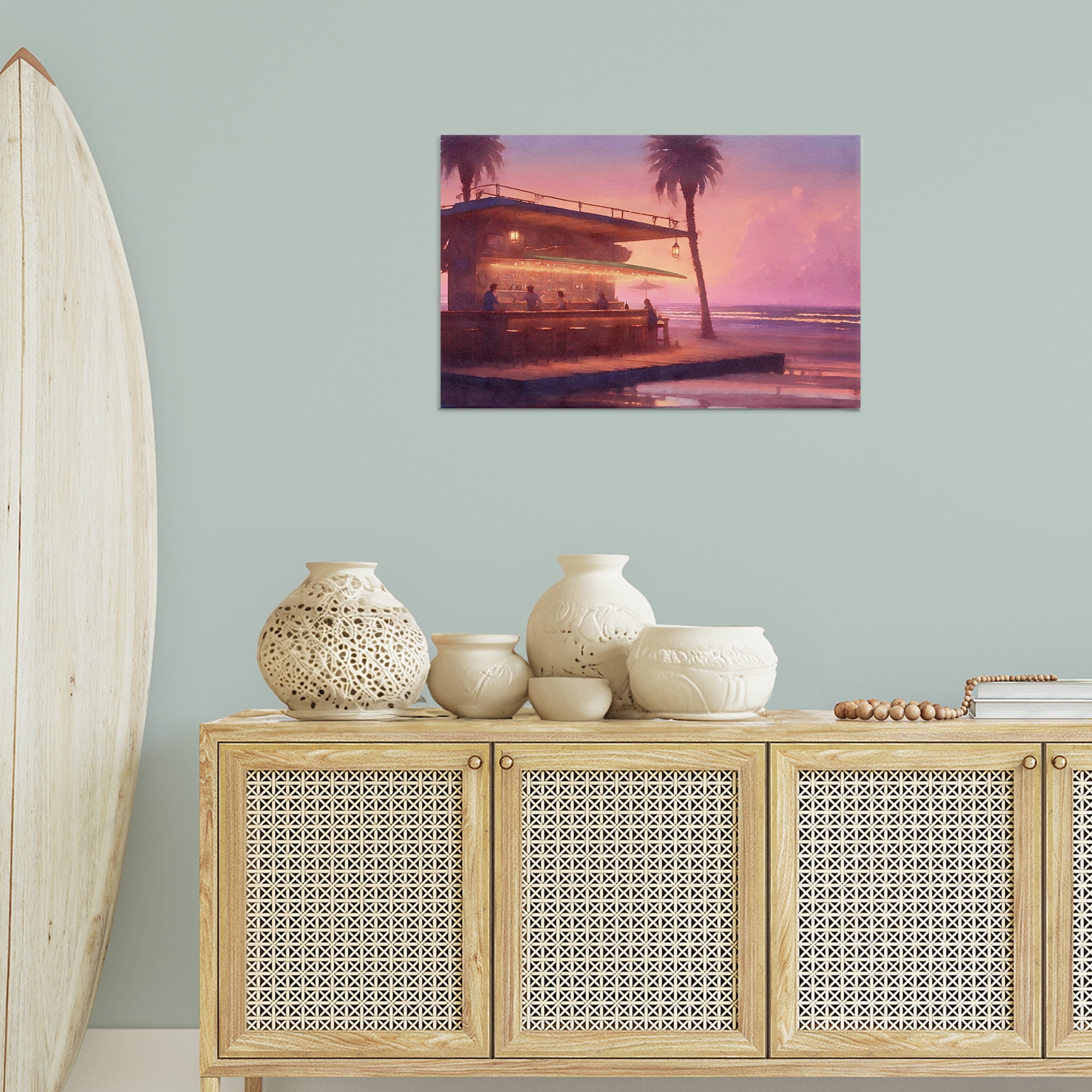 Stupell Industries Vivid Tropical Sunset Nautical & Beach Painting Wrapped Canvas Art Print Wall Art, 30 x 20