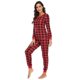 thumbnail image 2 of Conjunto de pijama a cuadros KAIYANG de manga larga para mujer azul S, 2 of 5