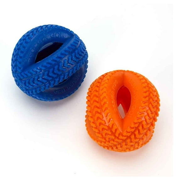 Double Tire Heavy Duty Durable Rubber Tough Chewer Dog Dental Health Toy 4 Inch (Full Set - Both Colors)