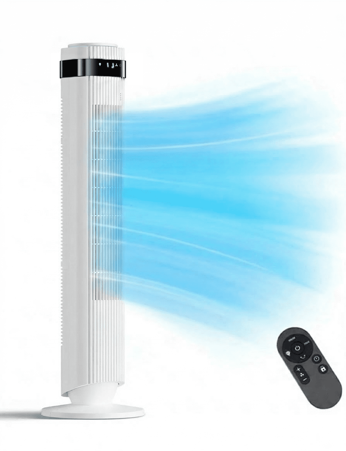 35" Bladeless Tower Fan - Ultra-Quiet 28dB for Bedroom Sleep 25 ft/s High Velocity Cooling w/ Remote 64° Wide Oscillation, 12H Timer, 5 Speeds, 4 Modes LED Display Standing Floor Fan - White