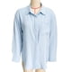 thumbnail image 1 of Camisa de manga larga con cuello vuelto para mujer, blusa de negocios con botones y bolsillo en el pecho de color puro, color azul claro S, 1 of 2