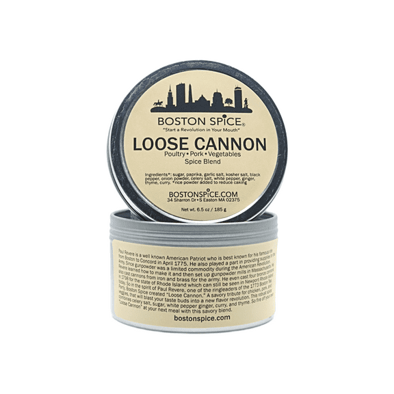 Boston Spice Loose Cannon Handmade Seasoning Blend Dry Rub Poultry Wings Chicken Turkey Ribs Pork Vegetables Smoker Grill Grilled Oven BBQ Barbecue 1 Cup wt. 6.5oz/185g