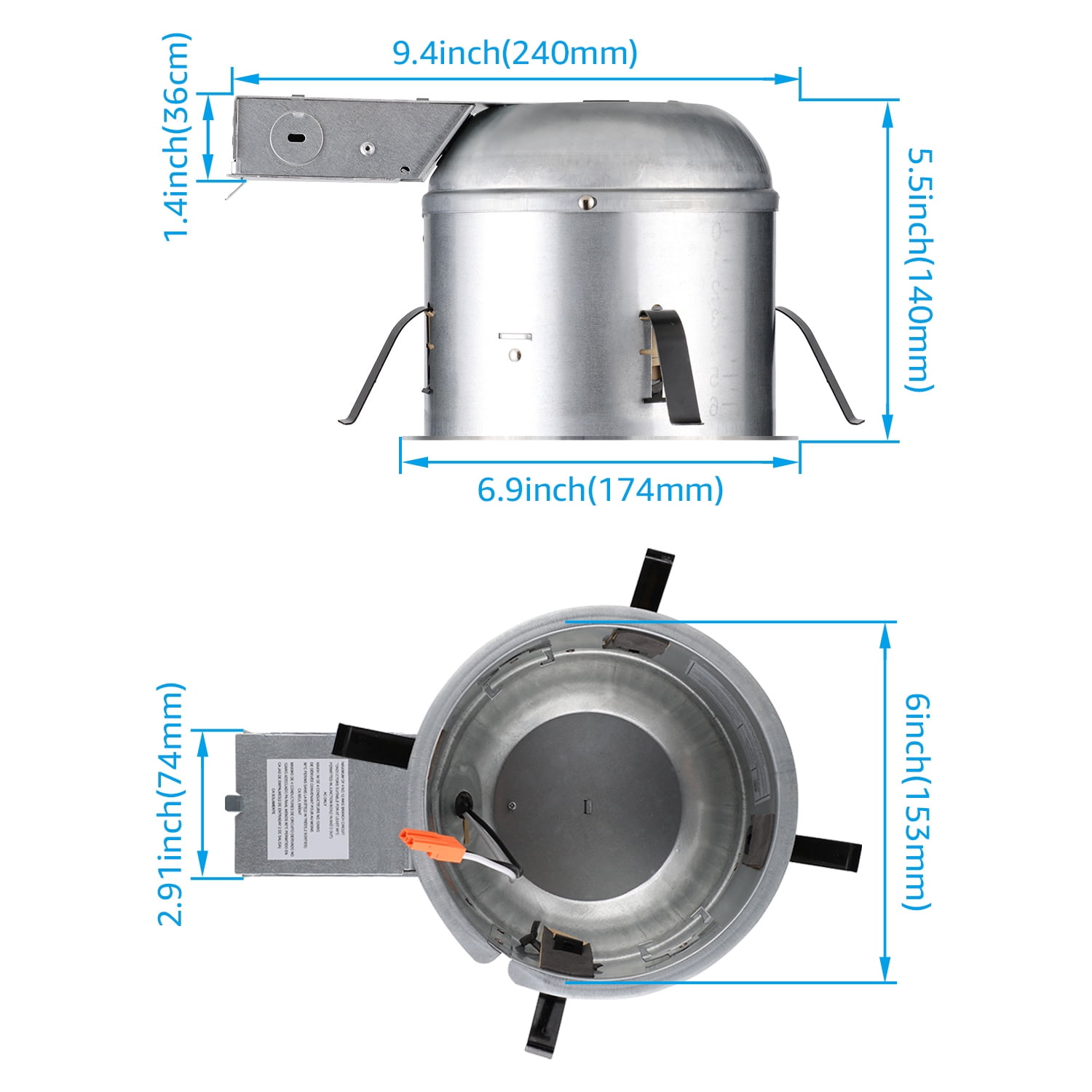 8 Pack 6 Inch IC Rated Air Tight Remodel Shallow LED Recessed Housing Can, 120-277V Max 20W Compatible, TP24 Connector, ETL Certified, Damp Location Rated