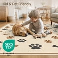 thumbnail image 4 of ODIKA 8'x10' Washable Area Rug Print Playful Paws Footprint Motif Tossed Alfombra Para Perros for Dining Room, Large Office, Lounge, Non-Slip Chair-Friendly Mat, 4 of 7