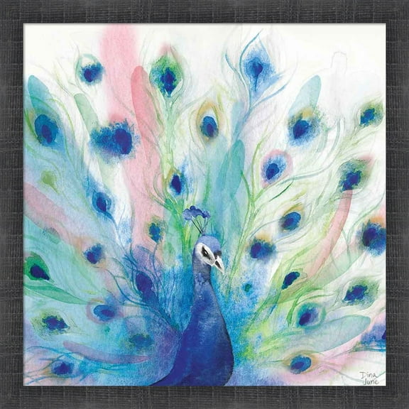 Great Art Now Peacock Glory IV by Dina June, Framed Wall Art, 17.5W x 17.5H