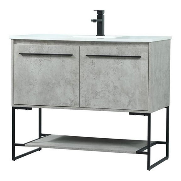 Elegant Kitchen and Bath 40 inch Single bathroom vanity in concrete grey
