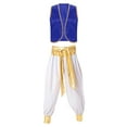 thumbnail image 3 of iiniim Men's Adult Arabian Prince Costume Halloween Persian Ara Genius Cosplay Vest Harem Pants Outfit Royal Blue&White XXL, 3 of 7